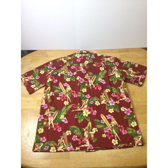 Aloha Republic Hawaiian Button Up Hula Girl Shirt Made In USA XL Short Sleeve - Picture 6 of 7